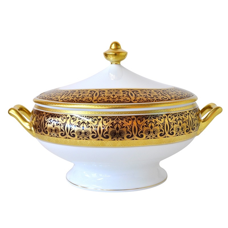 Bernardaud Incrustation Privilege 24k Gold Decorated Soup Tureen